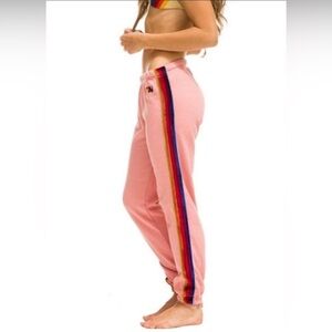 Pink Velvet Striped Aviator Nation Sweatpants